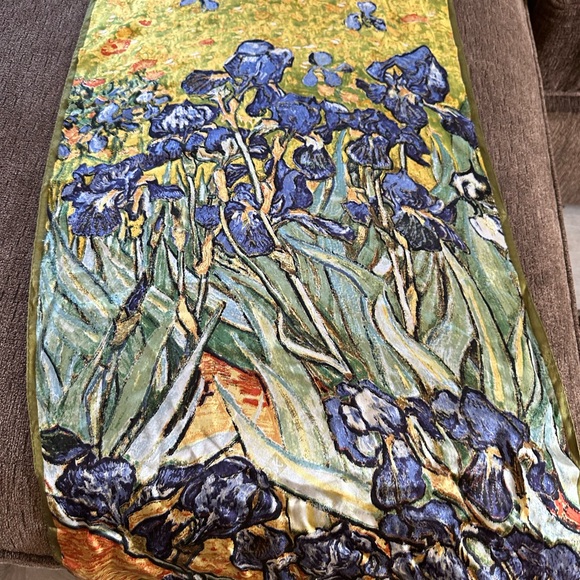 Luxury Long 💜 Vincent Van Gogh “The Irises” 100% Silk Scarf - Picture 3 of 5